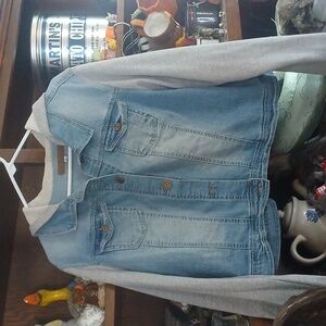 Wallflower Women's Denim and Sweatshirt Hoodie Jacket